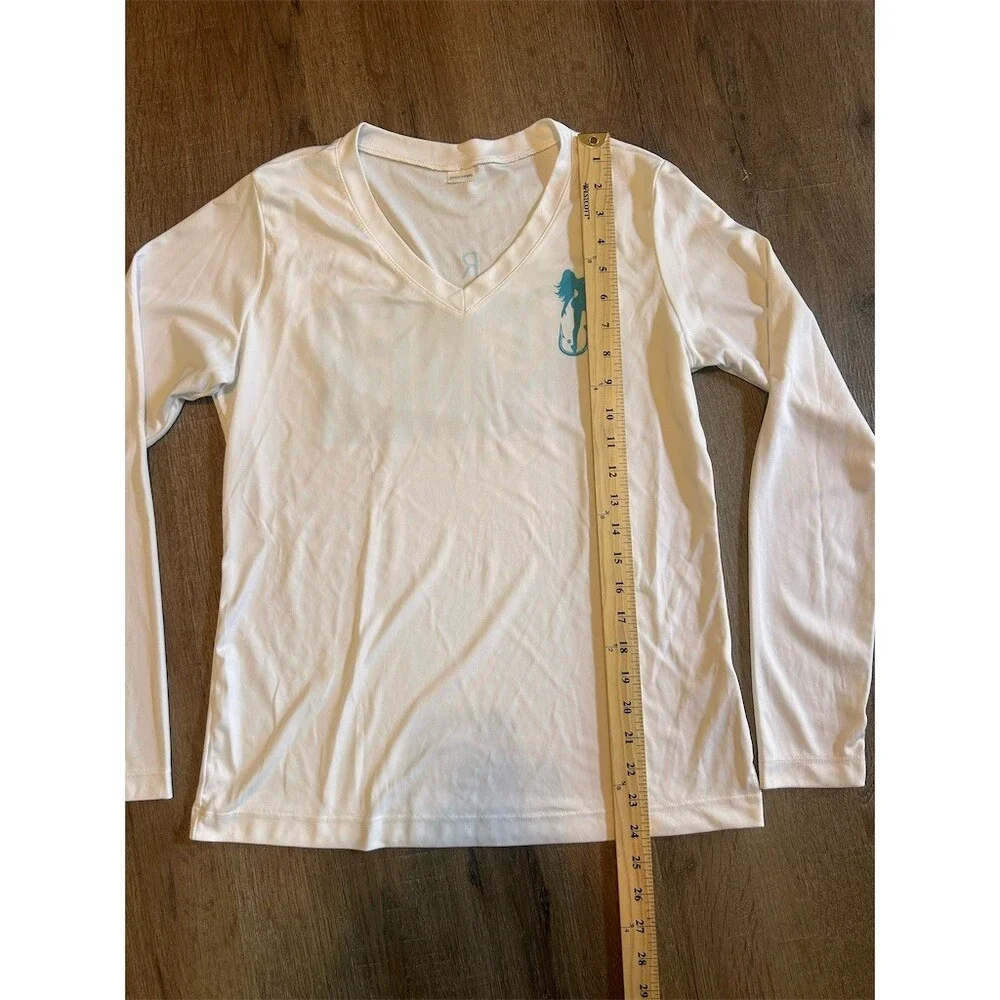 Dirty Hooker T-Shirt Womens Size S White Long Sleeve V-Neck Performance Logo